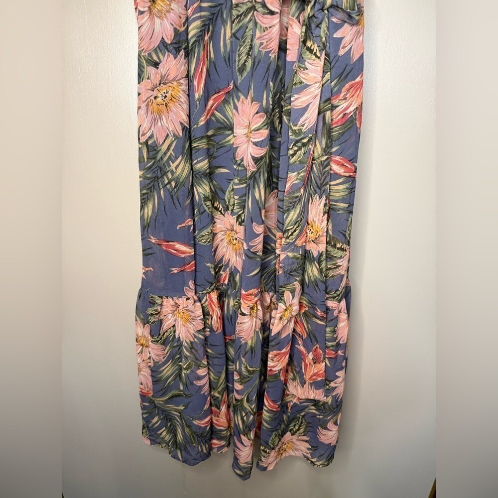 Julia Jordan Floral Midi Dress Wedding Guest Cottagecore Wrap Blue Pink Size 10 - Picture 4 of 9